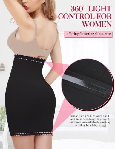 Image of SLIMBELLE Half Slips Shaper Cool Comfort Seamless Slip Shapewear Under Dress Tight Skirt Undergarments