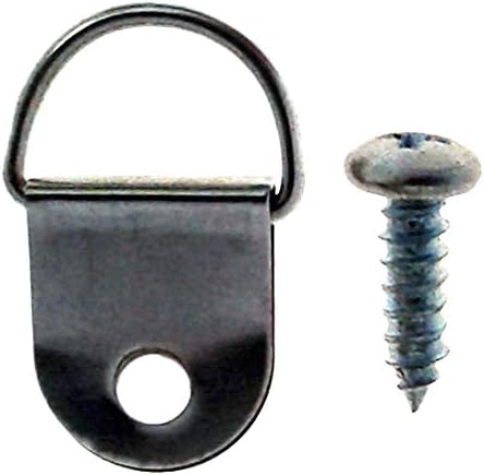 100 Pack Picture Frame D Ring Hanger with Screws 3/4" x 1/2"