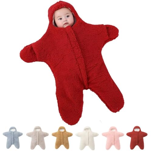 Image of Baby Starfish Onesie, Cute Thick Fleece Wearable Soft Newborn Baby Infant Warm Swaddle Wrap Sleeping Sack