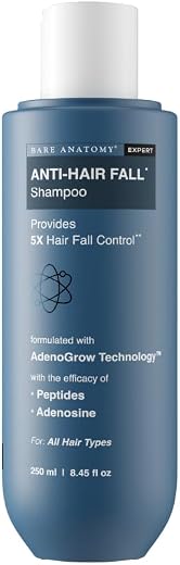 Bare Anatomy Anti-Hair Fall Shampoo | Provides 5x Hair Fall Control | pH 4.6 | Adenosine &amp; Peptides | Strengthens Weak Roo...