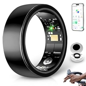 Smart Rings for Women Men, Health Ring,Sleep Tracker, Step Tracker, No Subscription Fee, IP68 Waterproof Smart Ring for iOS & Android (Black 8#)
