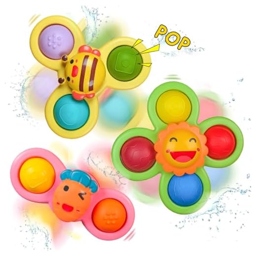 Wembley Baby Products Bath Toys 3 PCS Suction Cup Spinner Toy for Baby Toddlers Sensory Toys for Kids | Sticks to Window Table Baby High Chair Tray Bath Spinners for Baby Gifts for Baby Toddlers