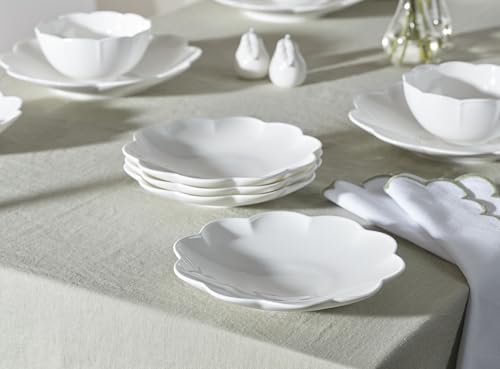 Image of Lenox Dinnerware Set, Studio 1414 Scallop 16-Piece Set, Service For 4, Bone China Material, Dishwasher & Microwave Safe, Home And Kitchen, Kitchen And Dining, Plates And Bowls Sets (White, 16 Pieces)