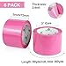 BOMEI PACK Pink Packing Tape 3 inch Wide, 6 Refills Rolls Color Pink Shipping Tape for Packaging, Moving, and Storage, 2.4 Mil x 60 Yards, Total 360yds