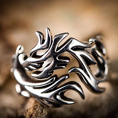 WOZUIMEI Anello Retrò da Uomo in Stile Cinese S925...