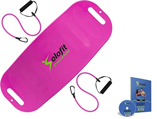 Solofit Balance Board with Resistance Bands - Fitness Board for Adults – The Abs Legs Core Workout Balancing Board - Ideal for Core Workout, Dancers, Ankle Workouts, Balancing Exercises,