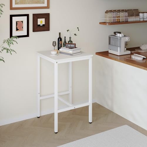 Lutown-Teen Square Bar Table, High Top Table - Industrial Metal Frame for Small Spaces & Narrow Kitchens, 23.6x23.6x36.9 in (LxWxH), Easy Assembly, White by Lutown-Teen - Used condition - Image 2