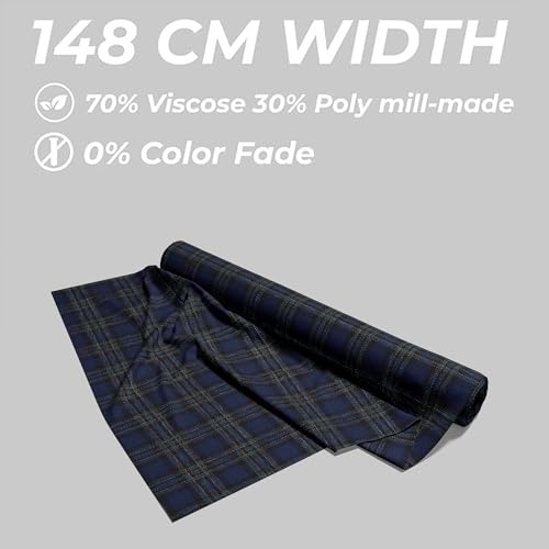 Image of BIGREAMS Unstitched Checkered Suiting Luxury Pants Fabric for Men - 1.5 Meter Pant Piece | Premium Blended Material | Soft Finish | Ideal for Formal Trousers