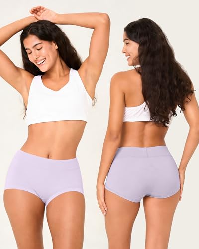 Image of BAMBOO COOL Womens Boy Shorts Underwear Full Coverage High Waist Boxer Briefs Panties for Women 5 Pack