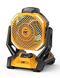 AEROZY Battery Operated Fan, for DeWalt 20V Max Battery, Cordless Jobsite Fan for Camping, with LED Lights, Hook for Hanging, Variable Speed, for Workshops, USB Port(Bare Tool Only)