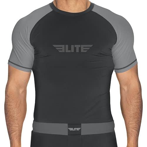 Elite Sports Jiu Jitsu BJJ Rash Guards Mens BJJ No GI MMA Ranked Short Sleeve Compression Base Layer Rash Guard product thumbnail 11