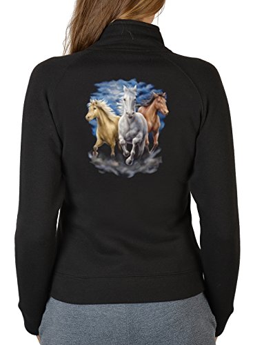 Tini - Shirts Galoppierende Pferdeherde in tollen Farben Zip Sweater Damen : Three Horses - Pferde Motiv Zip Sweatshirt Frau/Sweatjacke Pferd Gr: S Cover
