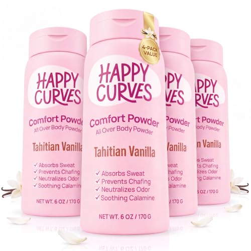 HAPPY CURVES Talc-Free Anti-Chafe Deodorant Body Dusting Powder for Women