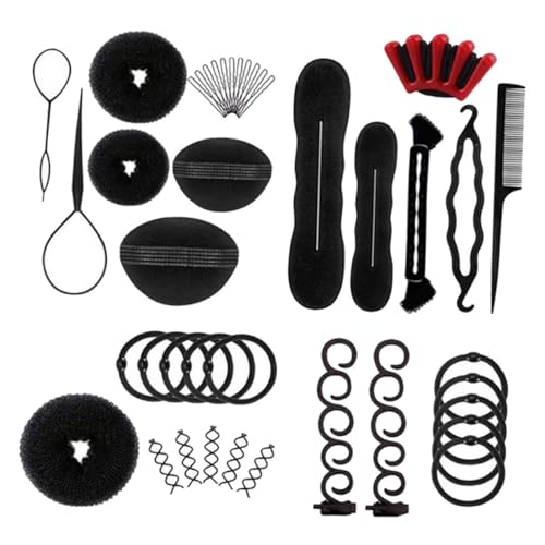 MOTHNUR 1 Juego De 13 Piezas fabricante de moños herramienta para tirar del cabello cosas para el cabello hair topper fabricante de moño de donut fabricante de moño de pelo Black