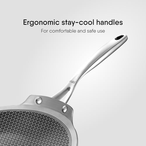 Image of Stahl Artisan Hybrid 26 cm Roti Tawa 4 mm Thick | Triply Stainless Steel Tawa with Honeycomb Structured Stick Resistant Layer | Scratch Resistant Roti Tawa Compatible with Induction & Gas Stove