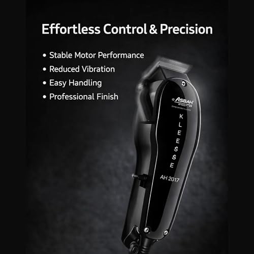 Image of ASBAH Kleesse - I Professional Hair Clipper- High-Efficiency Precision Blades, 8 Guide Combs, Cordless Hair Cutting Tool - 1 Year Warranty & Lifetime Repairs