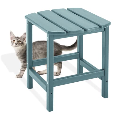 Erommy Adirondack Side Table, Rectangular Patio End Table, Weather Resistant Hdpe Patio Furniture Sets For Garden, Front Porch, Deck, Swimming Pool, Fire Pit, Aruba Blue #TOP11