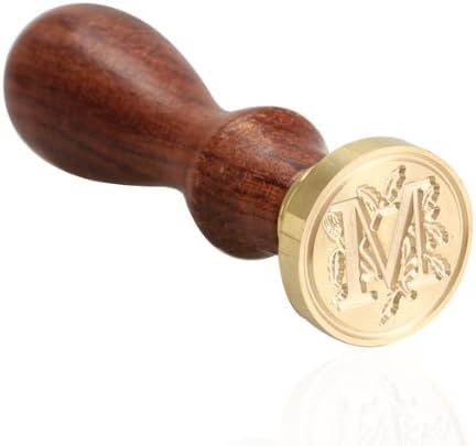 Wax Seal Stamp set, Sealing Wax Classic Initial Wax Seal Stamp Alphabet Letter M Retro Wood