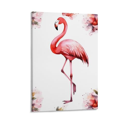 Toile flamant rose avec cadre pour habiller un mur blanc vide 40x60