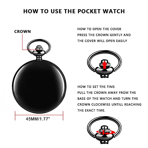 Image of Tiong Smooth Pocket Watch,Personalized Pocket Watch,Customized Watches for Men,Engraved Pocket Watches for Father's Day with Chain