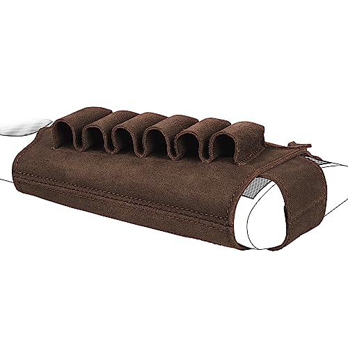 Bronzedog Leather Rifle Buttstock Shotgun Shell Holder Recoil Pad .30-30 .308 12/16Ga Hunting Butt Stock Cartridge Ammo Pouch (Brown, 12 (16) Gauge) #TOP5