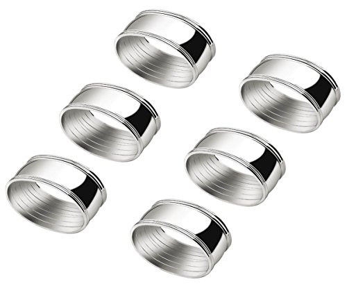 Stoffserviettenring oval 6er-Set 5,5x4,2cm versilbert, Silber