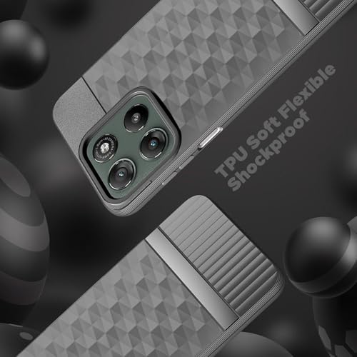 Image of SESS XUSIVE Back Cover for Motorola Moto G57 Power 5G Camera Protection 3D Hexa Cube Design Silicone Protective Bumper Back Case for Motorola Moto G57 Power 5G - Grey
