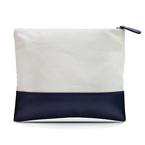 Canvas cosmetic bag,Portable Travel Makeup Cosmetic Bag - Waterproof Haning Travel Kit Toiletry Bag Bathroom Organizer Carry On Case Makeup Pouch (Navy Blue) (Navy Blue)