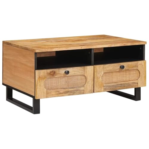 vidaXL Table Basse avec tiroir Chêne Artisanal 80 x 54 x 40 cm, Table Basse Rectangulaire Élégante, Bois de Mangue, Rangement Compact, Espace Ample,...