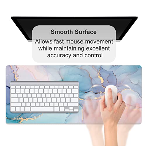 Qiyi Large Mouse Pad, Pu Leather Desk Mat For Desktop, Waterproof Gaming Desk Pad, Marble Painting Full Desk Accessories Keyboard Mousepad, Home & Office Décor 31.5" X 15.7" - Abstract Fluid Art #TOP5