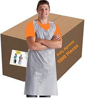LIVTEK4LYFE Disposable Poly Aprons 1000 pack Plastic Apron 28 X 46 inches Large White Protective Apron for Commercial or Household Use - Throw Away for Hair Salon Spa or Art Studio