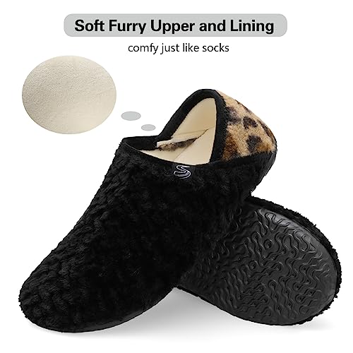 Image of Spesoul Fuzzy House Slippers for Women Men Indoor Closed Back Lightweight Cozy Faux Furry Lining Barefoot House Shoes Slipper Socks for Bedroom Home Office Yoga Outdoor Walking Shoes