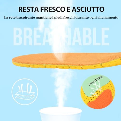 Cilnos Solette Ortopediche Uomo & Donna, Suole Scarpe Sportive Con Supporto Medio Arco Plantare, Sollievo Da Fascite Plantare & Piedi Piatti, Leggere & Traspiranti Per Corsa - L - 5