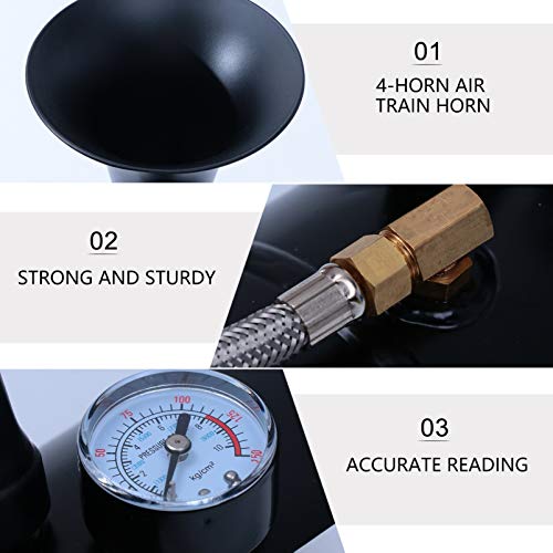 BESPORTBLE Kit de Buzinas de Trem Buzina de Ar 150 Psi 4 Trompete para Motocicleta CaminhÃ£o-Barco C