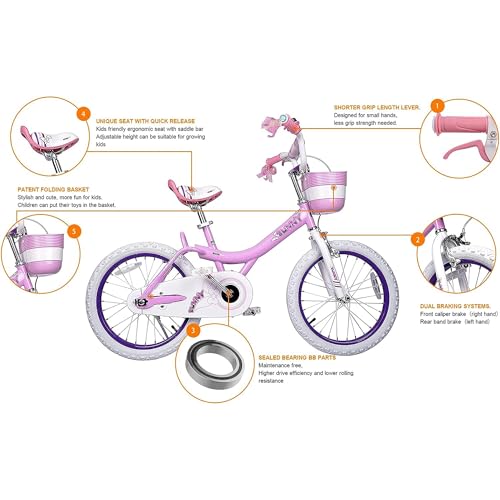 Image of Royalbaby Princess Girls Kids Bike 12 14 16 18 20 Inch Children Bicycle with Basket for Age 3-12 Years