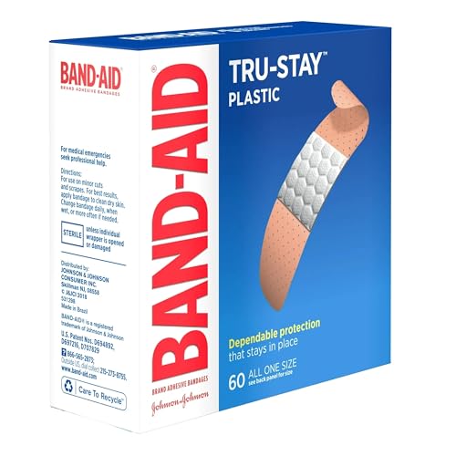 Band-Aid Brand Tru-Stay Plastic Strips Adhesive Bandages for Wound Care and First Aid, All One Size, 60 ct
