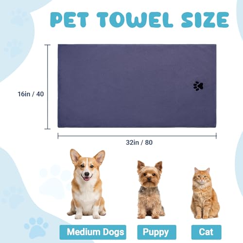 Image of 2PCS Dog Bath Supplies, Dog Bath Gloves | Dog Towels 32'' X 16'',Super Absorbent and Soft Pet Grooming Towel, Perfect Shower & Grooming Supplies for Dogs