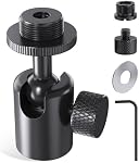 Ball and Socket Head Microphone Adapter, All Metal, 180° & 360° Swivel Mini Mic Ball Head Adapter with 5/8"-27 Thread & 3/8" Scew Adapters, Ideal for Microphone Angle Adjustment & Studio Setup
