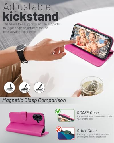OCASE for iPhone 16 Case, PU Leather Wallet, Magnetic Flip Folio Cover with RFID Blocking, Card Holders, Shockproof TPU - Image 3