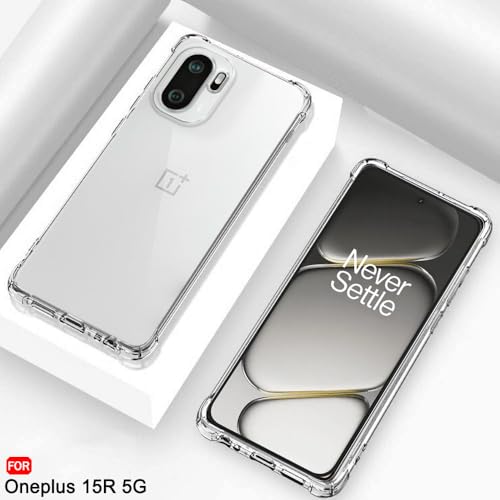 Image of TheGiftKart Shockproof Back Cover Case for OnePlus 15R 5G | Raised Bumps for Camera & Screen Protection | Ultra Clear Soft Silicone Back Cover Case for OnePlus 15R 5G (TPU, Transparent)