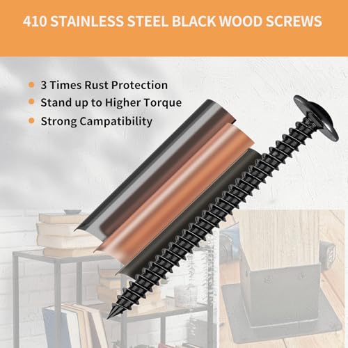 220Pcs #8 x 5/8 Inch Tornillos para Madera Phillips Cabeza Truss Modificada 410 Acero Inoxidable Negro Zinc Plateado, Tornillos Autorroscantes para Metal miniatura 4
