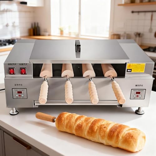 AityBuy Horno De Chimenea Comercial, Horno para Hacer Rollitos De Chimenea, Horno Eléctrico para Conos De Helado, Tostadora De Chimenea De 3000 W, Horno Tostador DigitalDisplay