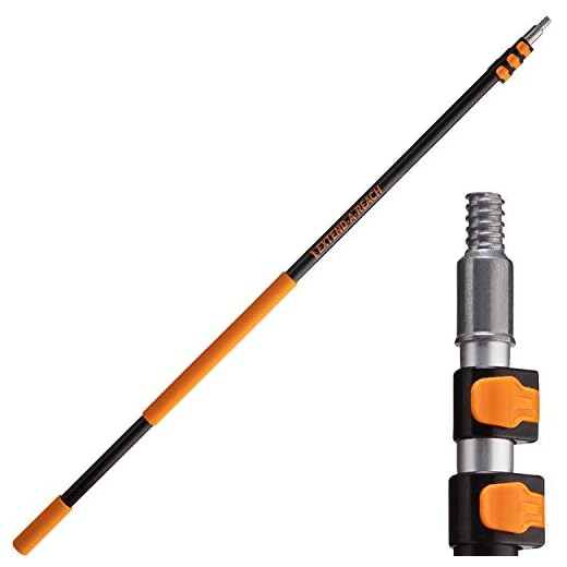 4-12 ft Long Telescopic Extension Pole // Multi-purpose Extendable Pole with Universal Twist-on Metal Tip // Lightweight and Sturdy // Best Telescoping Pole for Painting, Dusting and Window Cleaning