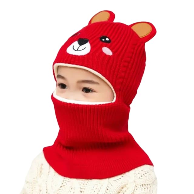 richmen Baby Boy Girl Winter Hat, Kids Earflap Hat with Scarf, Toddler Fleece Beanie Cap Cartoon Bear Ears Woolen Monkey Hat (Age 1-6 Yrs)-picture-14