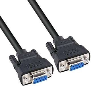 DTECH 10 Feet DB9 to DB9 RS232 Serial Cable Female to Female Extension Null Modem Cord Simple TX RX Crossover Cable for Data Communication