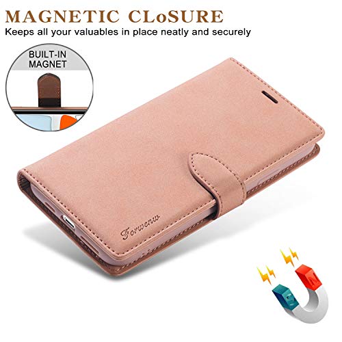Eyzutak Case For Iphone 11 6.1 Inch, Vintage Wallet Folio Flip Cover Full Coverage Premium Leather Case With Magnetic Closure Kickstand Card Slots - Rose Gold #TOP1