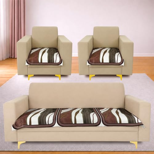 Image of Homerz Premium 'Luxe Series' Holland Velvet Sofa Cover | Smooth Finish | Anti-Skid Fleece Backing | Soft Touch Couch Protector for Living Room (Ocean Crest, 5 (3+1+1) Seater, Only Seat Cover)