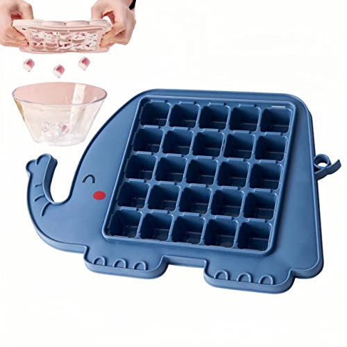 Creative Animals Ice Cube Tray 25-Ice Ball Maker Mold for Freezer Chilling Whiskey Cocktail Beverages Iced Tea Coffee Homemade Chocolate Juice Easy-Release Silicone Flexible BPA Free (Elephant)
