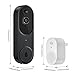 BITEPASS 1080p Video Doorbell Camera Wireless with Chime, AI Human Detection, 2-Way Audio, FHD Live View, Wire-Free, Night Vision, Cloud Storage, Battery Powered, Indoor Outdoor Surveillance (Black)