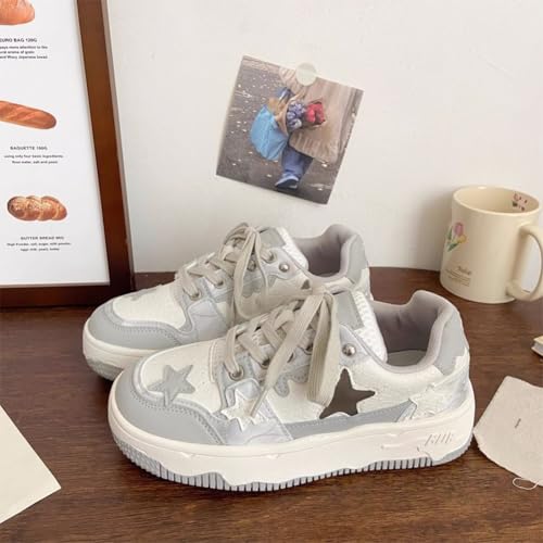 Star Shoes Walking Sneakers Women Y2K Platform Low Top Lace Up Round Toe Aesthetic Cute Fashion Sneakers4